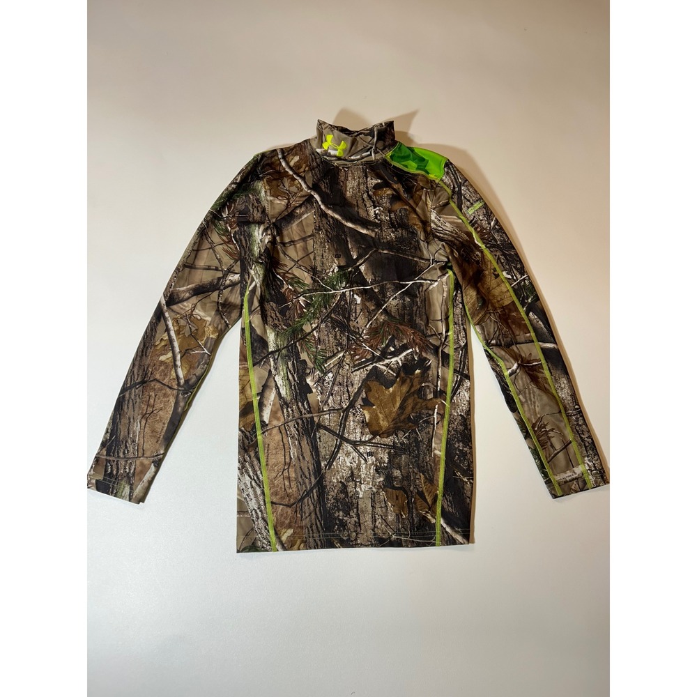 Under Armour Realtree Camo Top Mens Small Brown Excellent ColdGear Mock Neck